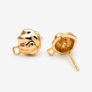 Conjunto de 10 brincos irregulares dourados com argola, em latão banhado a ouro 18K, componentes para brincos de pino (GB-3339)