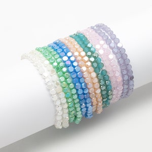 130pcs Rondelle Coin Glass Beads, Crystal Round  Button Beads 4mm (TS-124)