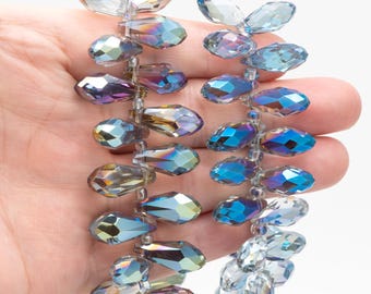 95 Perlen- Sparkly Crystal Teardrop Beads: Facettierte Glastropfen für die Schmuckherstellung 17 x 8 mm, (HS-16)