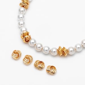 10pcs Gold Knot Spacer Beads 10x9mm, Gold plated Brass, Jewelry Making Supplies Wholesale (GB-3715-B)