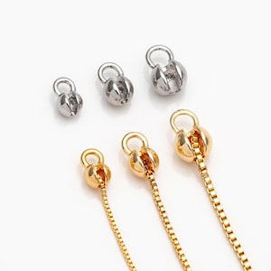 20pcs  Gold Crimp Ends, Cord Ends, Clam Shell Bead Tip, Ball Chain Connector, Chain Crimps, Gold Plated Findings (GB-2832)