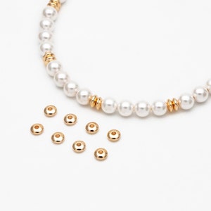20pcs Gold Rondelle Beads, Gold plated Brass Spacers 5mm (GB-1334)