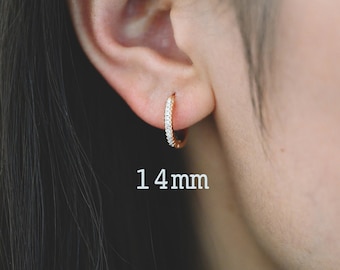 ピアス Round Hoop One Touch Earrings #7114 1 Pair Tiny Round One Touch Earring, Thick Round Hoop