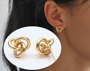 10pcs Gold/ Silver Knot Earrings, Minimalist Earrings, Flower Earrings (GB-2260)