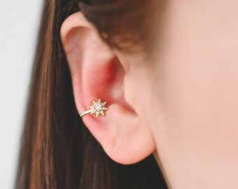 4pcs CZ Pave Gold Sun Ear Cuff/ Nose Cuff, Non Piercing Nose Cuff(GB-3709-C)