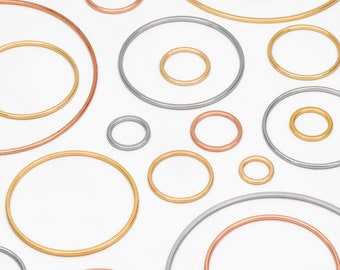10pcs Gold/ Silver/ Rose Gold Circle Link Charms 10/ 12/ 18/ 20/ 25/ 30/ 35/50mm, Ring Loops, Geometric Hoop Circle Pendants (GB-232)