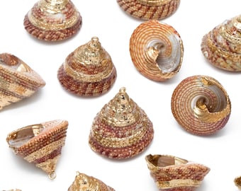 10pcs Natural Shell Charms, Whelk Seashell Charms, Seashell Earrings Pendant (BK-024)