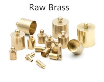 50 tapones de latón crudo para cordón, de 2 a 13 mm, varios tamaños, para pegar en cadenas de borlas de cuero (RB-171)