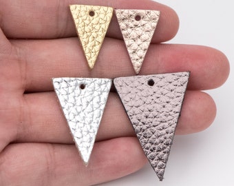 10pcs Triangle Leather Charm Pendants, DIY Components for Layered Earrings, 21/ 27/ 35mm (FB-045)