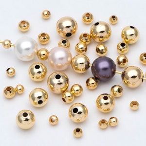 Gold plated Brass Smooth Round Spacer Beads,  2/ 3/ 4/ 6/ 7/ 8mm, Lead Nickel Free (GB-019)