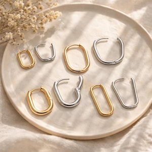 4pcs Gold/ Silver Dangle Minimalist Huggies Earring, Gold/ Rhodium plated Stainless Steel, Gold Huggie Earrings Supply (GB-2388)