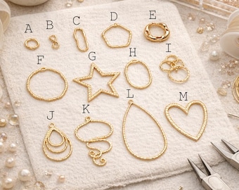 10pcs Gold Geometric Charm Connectors, 18K Gold plated Brass Earring Pendants (GB-2750)