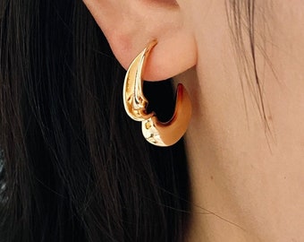 4pcs Gold Twist Ear Posts, Gold plated Brass, Geometric Stud Earrings (GB-2686)