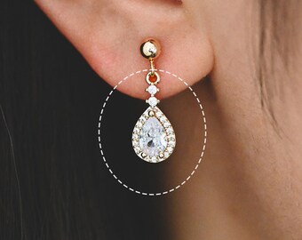 4pcs CZ Pave Teardrop Charm, Earring Charm, Jewelry Making, Diy Material, Jewelry Supplies (GB-3004)