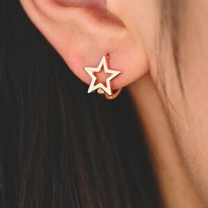 10pcs Gold Star Hoop Earrings,  Huggie Earrings, Minimalist Earring, Small Gold Hoops Earring (GB-3009)