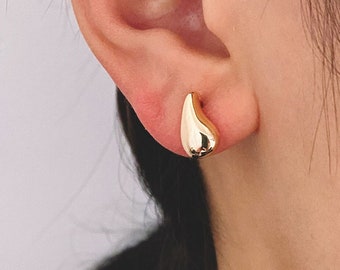 10pcs Gold Teardrop Ear Posts 11x6mm, 18K Gold plated Brass, Geometric Stud Earring Components (GB-1868)