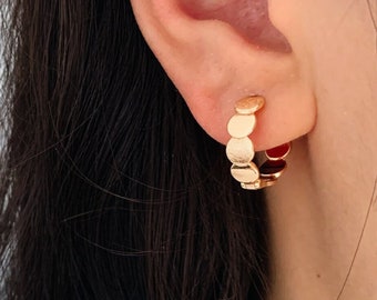 4pcs Gold Round Disc Hoop Earrings, 15.5mm, Gold Huggie Earrings, Minimalist Earrings (GB-3530)