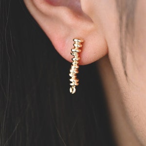 10pcs Gold Bar Ear Stud with Loop, 21mm, Gold plated Brass Long Bar Earrings (#GB-3373)