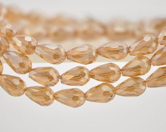 5X7MM 70 X Cristal Facetado Lágrima Cuentas De Vidrio Naranja AB