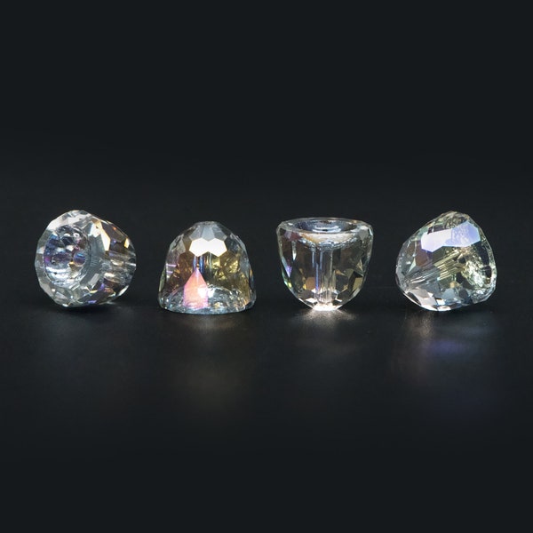 10 perles cloches en cristal à facettes 10 x 11 mm, perles de verre demi-cercle scintillantes, transparent AB (TS103-1)