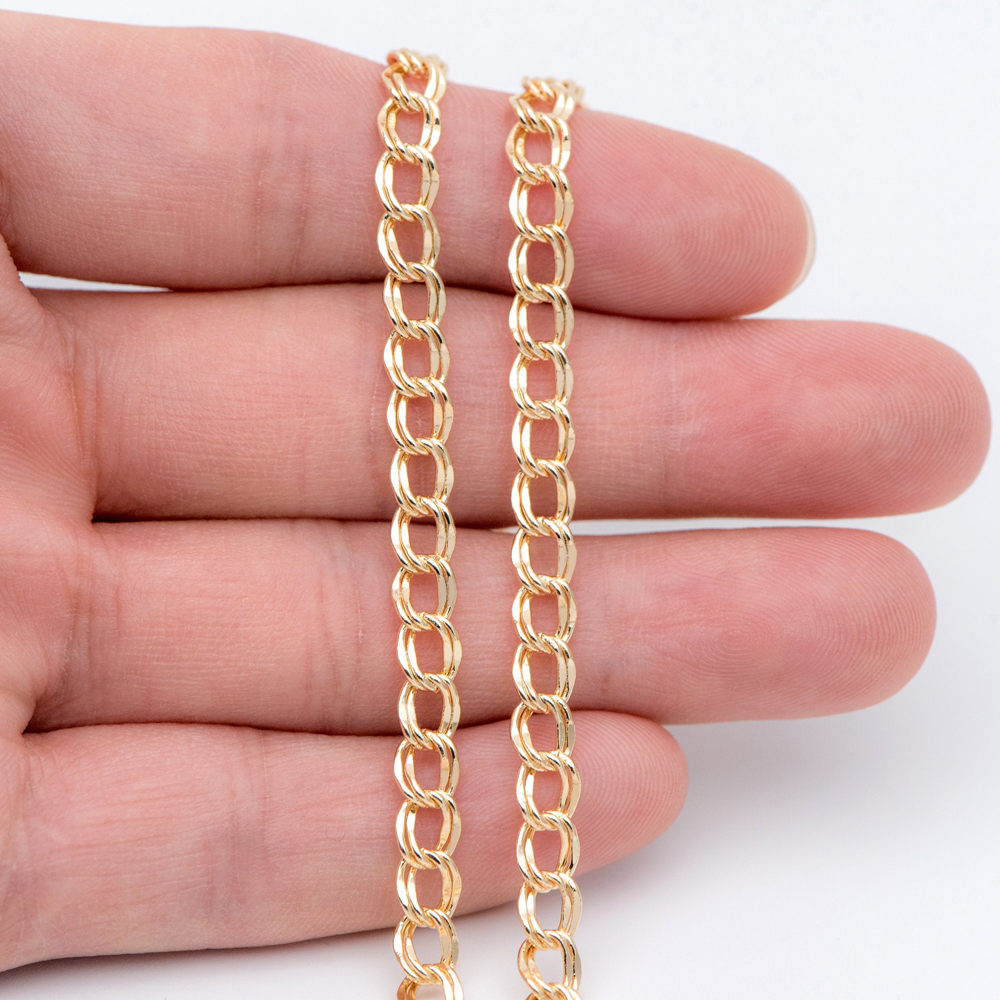 Gold Plated Brass Curb Chains 5/ 8.5mm Double Link Chain Etsy UK