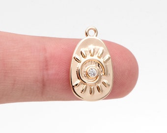 ３７７凄い素晴らしいゴールドメッキオルゴール　外国製かな CZパヴェゴールドサンチャーム 17.5x10.5mm、18Kゴールドメッキ真鍮