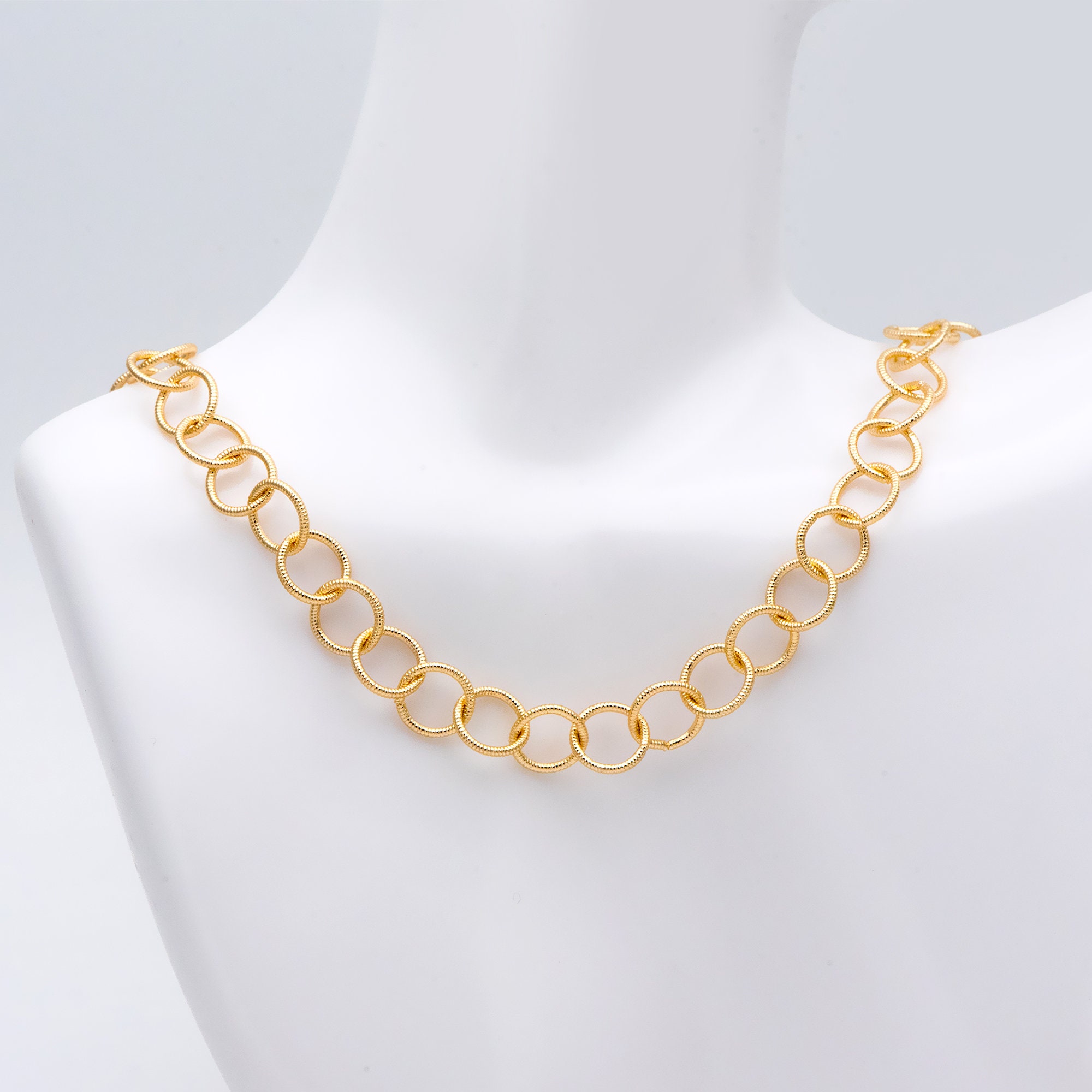 Gold Round Loop Chain 8.8mm 18K Real Gold Plated Brass Etsy