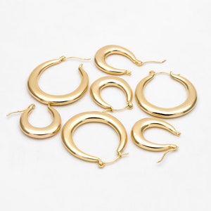 4pcs Minimalist Huggie Earrings, Oval Hoop Earrings, Horse shoe Earrings, Gold Teardrop Earrings GB-3308 image 4