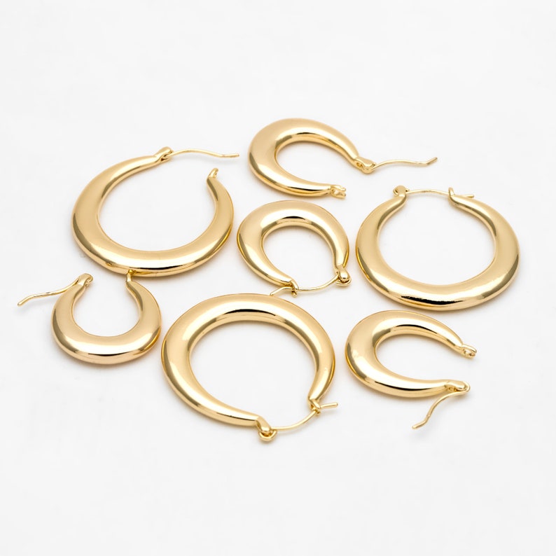 4pcs Minimalist Huggie Earrings, Oval Hoop Earrings, Horse shoe Earrings, Gold Teardrop Earrings GB-3308 image 4