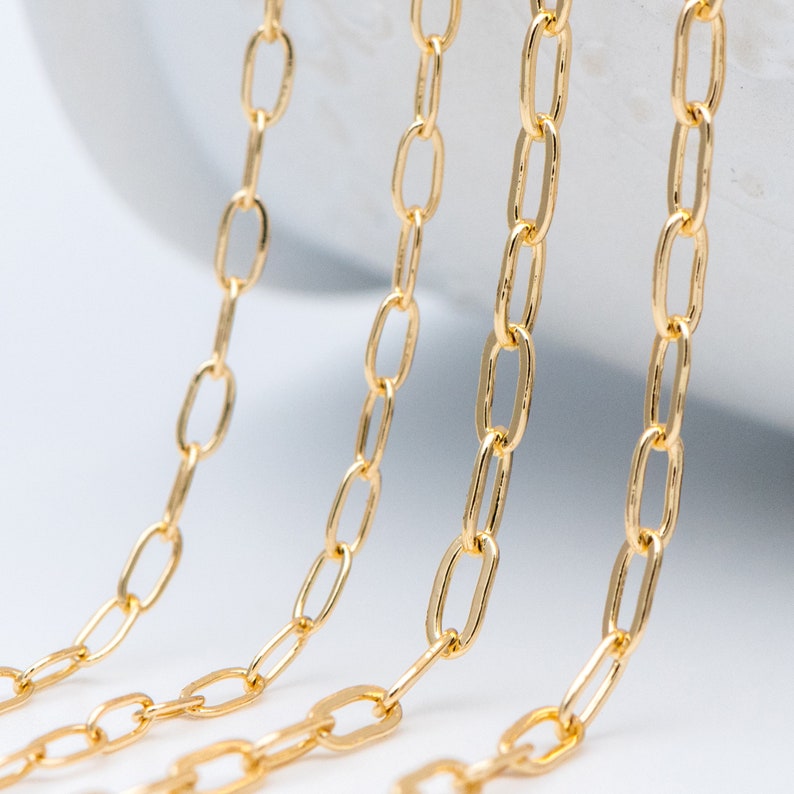Gold plated Brass Oval Cable Chains, 2.4/ 2.8/ 3mm Wide, DIY Chain Findings Wholesale LK-287/ 1 Meter3.3 ft 画像 7