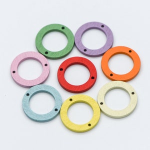 20 stuks houten ronde cirkelhangers 23 mm, geometrische verbindingsbedels, onderdelen doe-het-zelf sieraden (#HT-65)