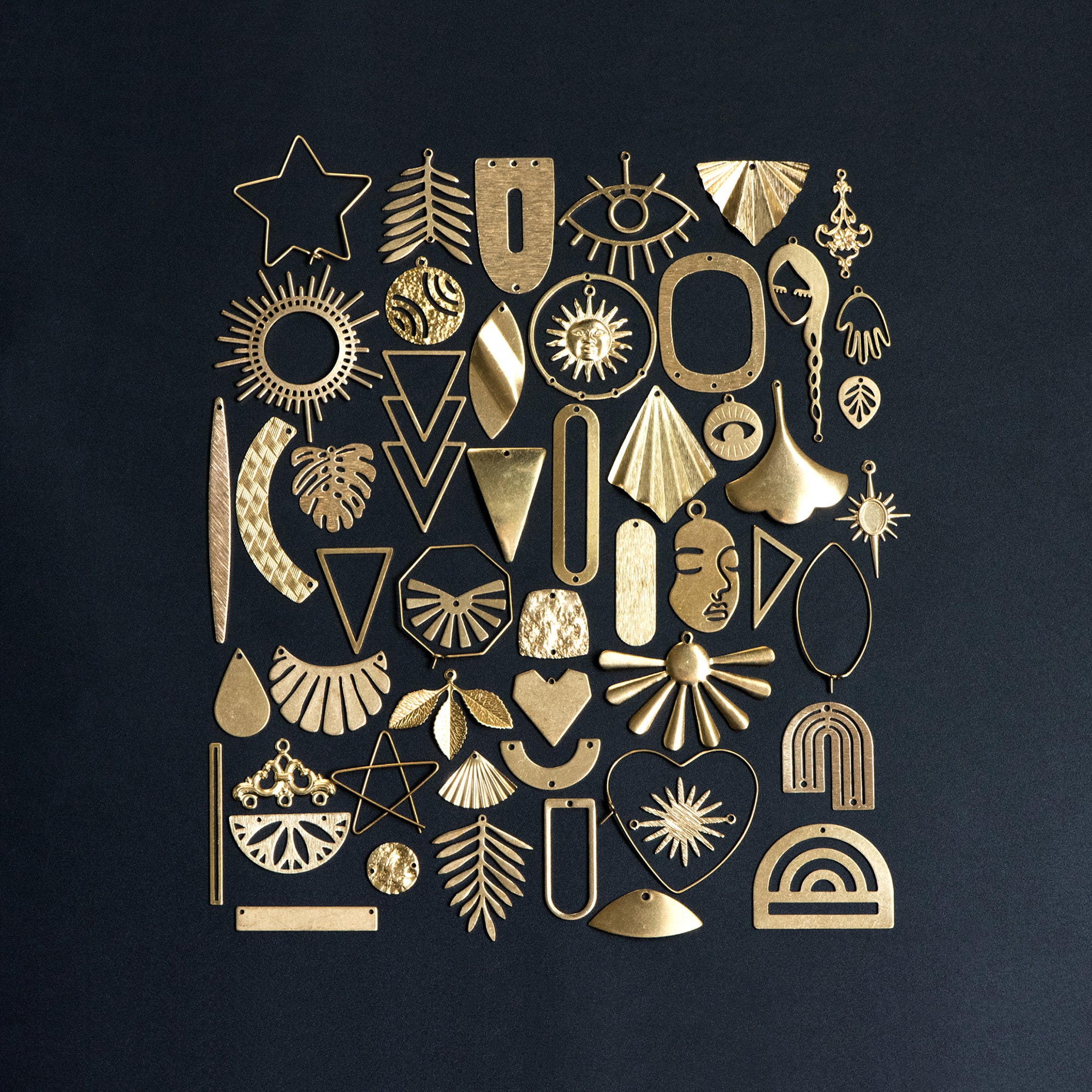 53 Pairs Raw Brass Jewelry Supplies Brass Charm Pendant Etsy