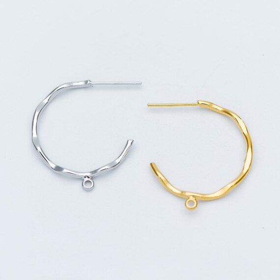 10pcs Gold/ Rhodium Plated Brass Earring Posts, Gold/ Silver