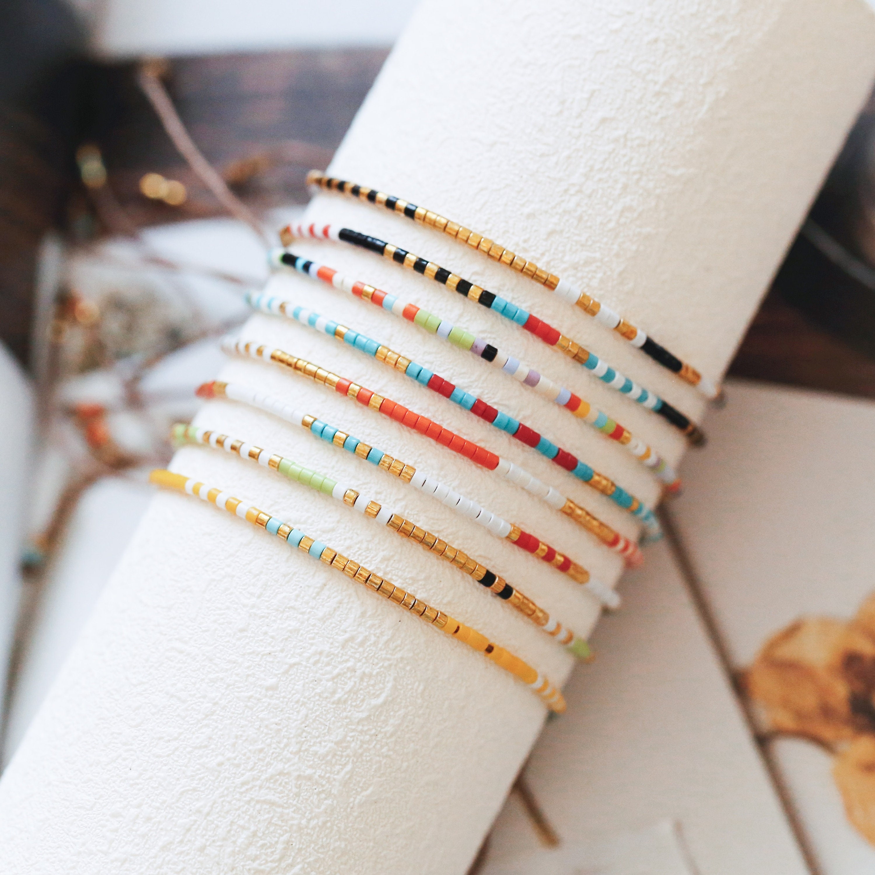 Adjustable String Bracelet, Seed Bead Bracelet, Tiny Beaded Bracelets,  Layering Bracelet, Friendship Bracelet, Minimalist Everyday Bracelet