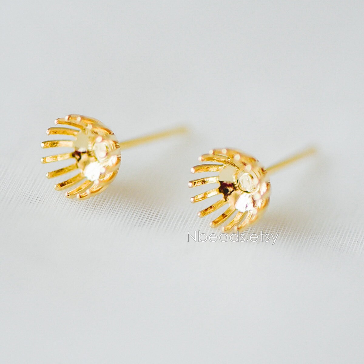 20pcs Gold plated Brass Earring Post Studs with 5.5mm Pad Etsy