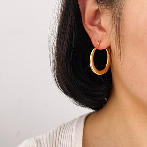 4pcs Minimalist Huggie Earrings, Oval Hoop Earrings, Horse shoe Earrings, Gold Teardrop Earrings GB-3308 image 7