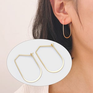 10pcs Gold Hoop Earrings 32x19mm, Geometric Ear Wire Components Wholesale (GB-917)