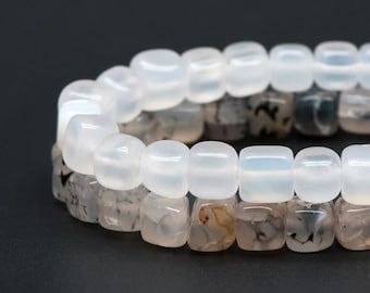 7mm Natural Cube Agate Beads, Cube Gemstone Beads, Full 14.5 inch strands (TR-040)