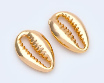 10pcs Gold tone Shell Charm Pendants 13x8.5mm, Seashell Shaped Beads Connectors (GB-2680-A)