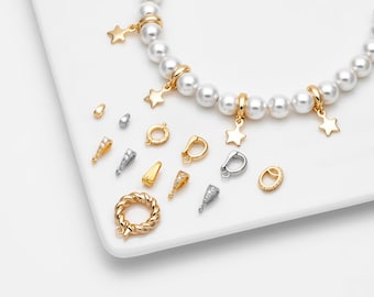 10pcs Gold/ Silver Tone Bail Connector, Gold/ Rhodium Plated Bails, Small Bail, Jewelry Bail, Pendant Bails, Metal Bails (GB-1468)