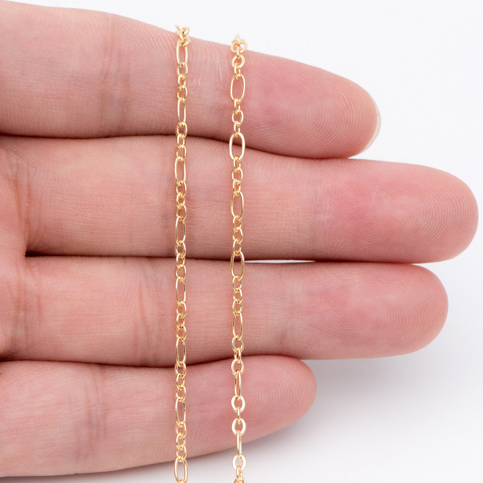Gold plated Brass Oval Cable Chains 2.5mm Figaro Chain Etsy