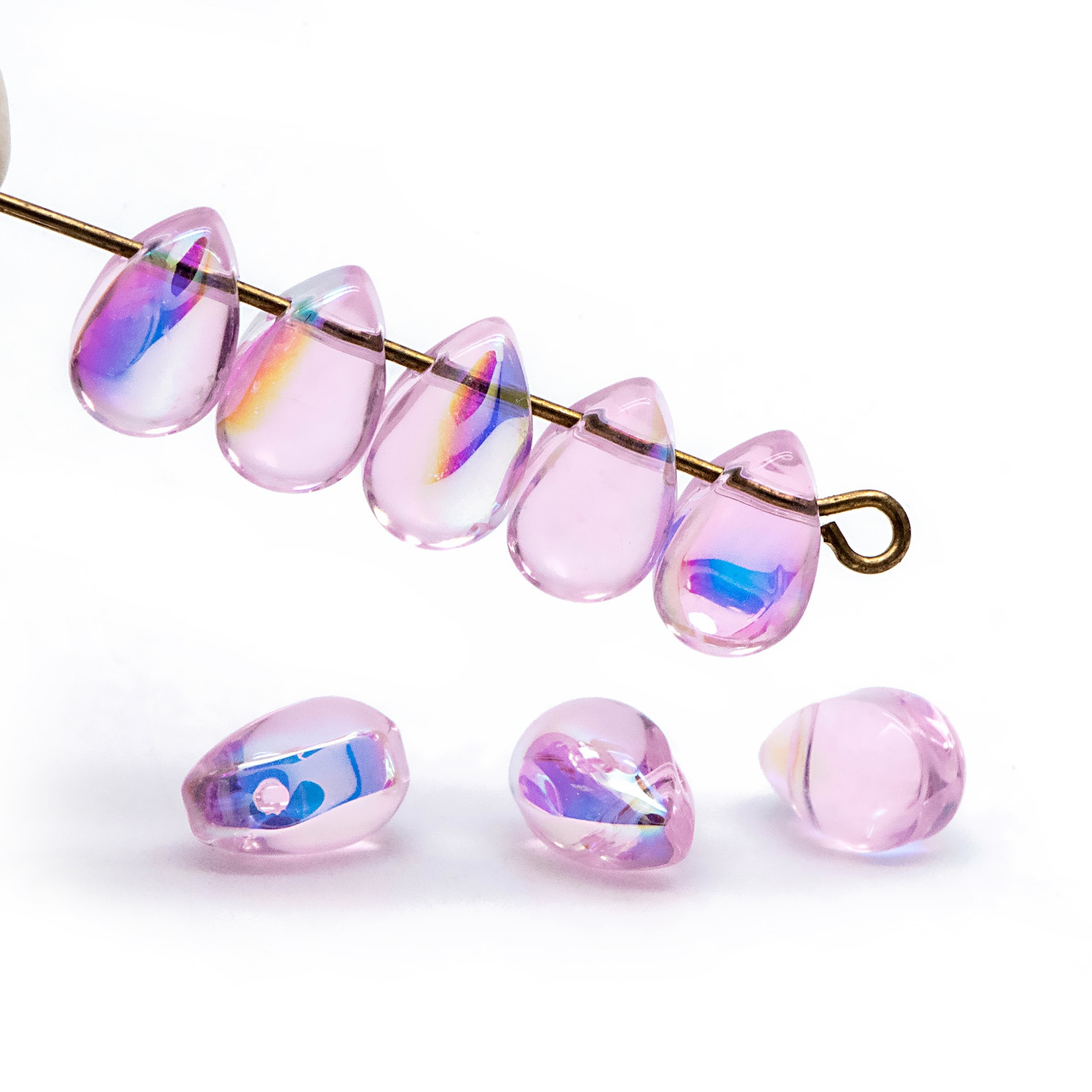 Glass Teardrop Beads 9x6mm Tear Drop Crystal Pear Beads Pink Etsy