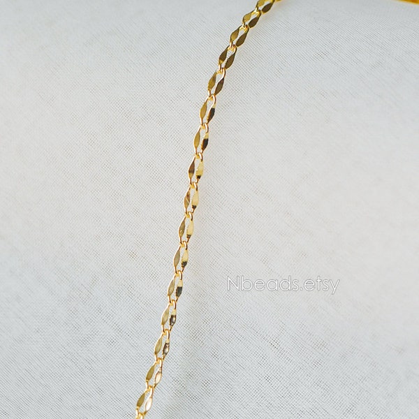 Cadenas unidas con doble barra de latón chapado en oro/rodio de 2 mm, color que no se deslustra fácilmente (#LK-178)/ 1 metro = 3,3 pies