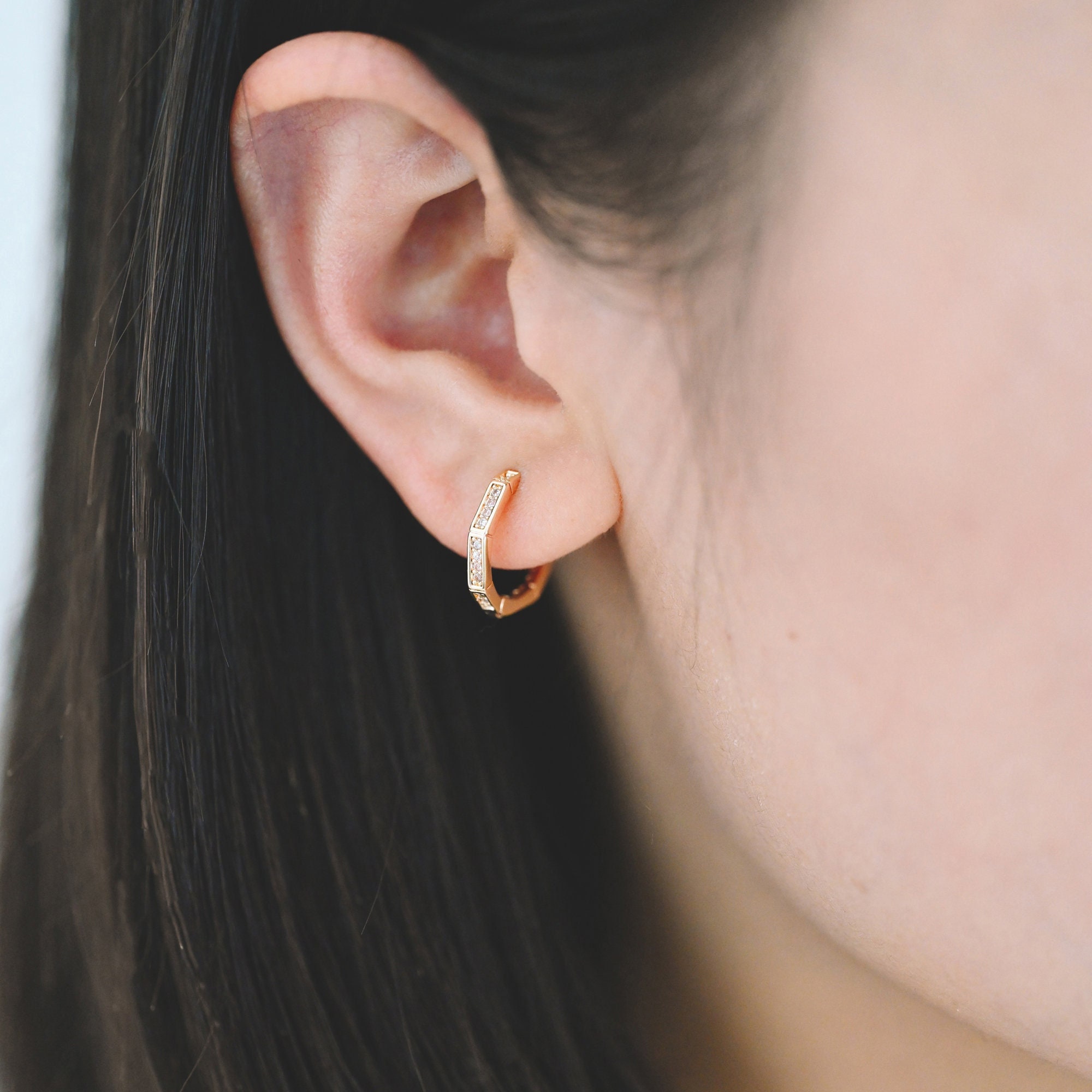 Snake Skin Engraved on Sterling Silver Hoop Earring 14 Mm
