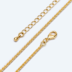 Gold plated Brass Chain Necklaces 2mm, Finished Necklace with Extender Chain, Ready to Wear 16-18 Inch Adjustable (#LK-479)