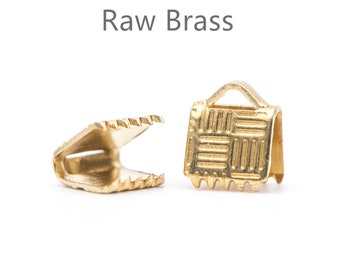 50 unidades de terminales de latón crudo para crimpar, tapones para extremos de cuero, cáñamo o cordón de 6/15 mm (RB-107)