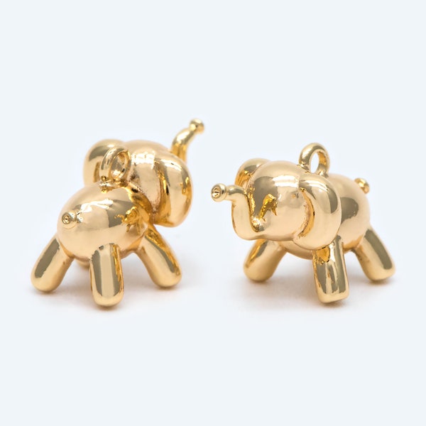 10pcs Gold Balloon Elephant Charm Pendant 16x11mm, Jewelry Making, Diy Material, Jewelry Supplies (GB-1958)