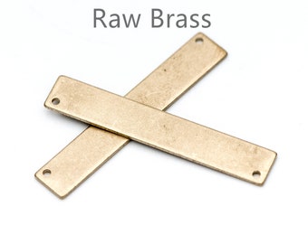 10pcs Raw Brass Bar Blank Charm 35x6mm, Brass Bar Connector Pendants, Stamping Supplies Wholesale  (RB-138)