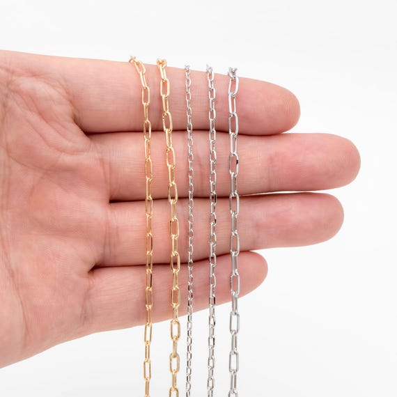 Gold/ Silver Oval Link Chains 1.6/ 2/ 2.4/ 2.8mm, 18K Gold