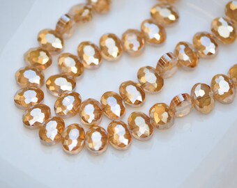 68pcs Oval Crystal Glass Faceted beads Champagne 12mm -(TS02-2)